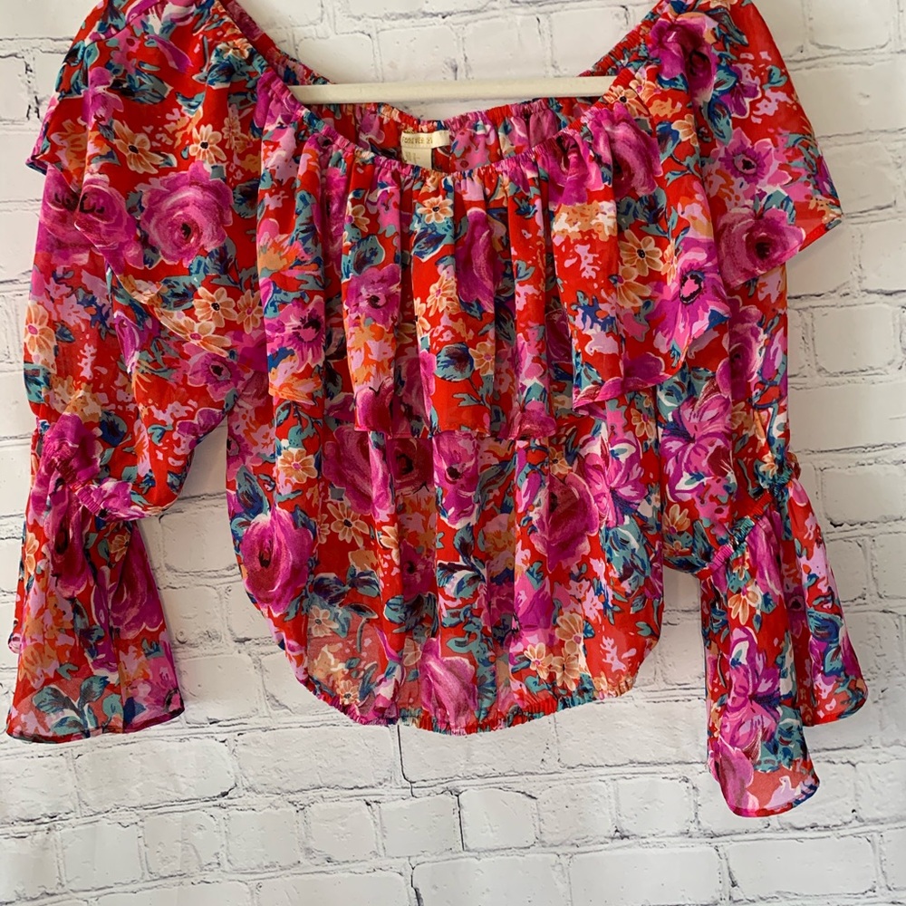 Boho Hot pink off the shoulder long sleeved